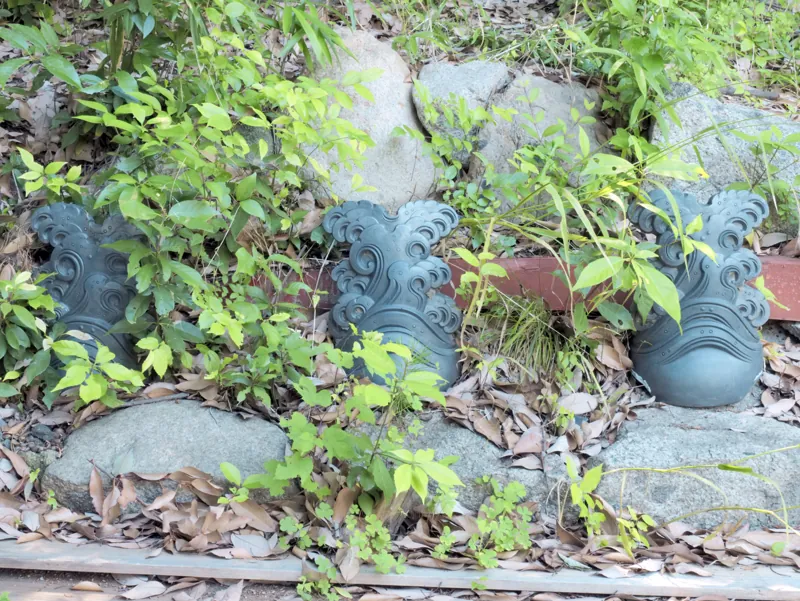 Old roof tiles kept in the grounds